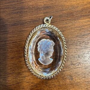 Vintage Glass Cameo Pendant